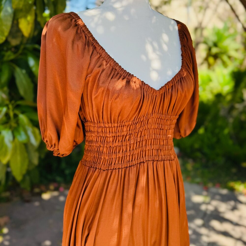 La Ligne Smocked Midi Dress Size Medium